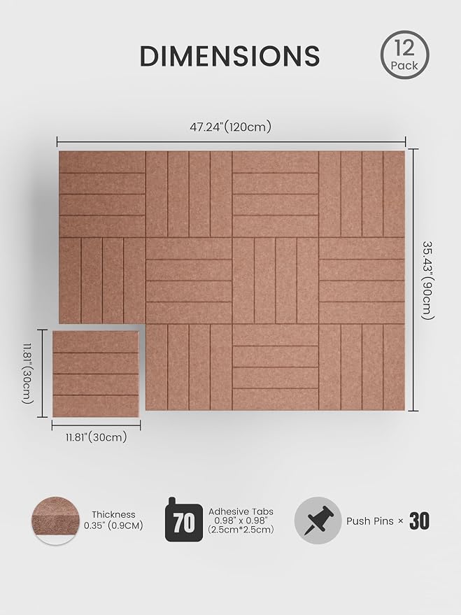 Bumusty Large Cork Board Alternative-48 x 36" Felt Bulletin Board Tiles - Image 2