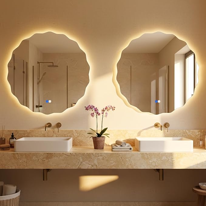 Dorlicecass Round Led Bathroom Mirror- 32" Wavy Vanity Mirror - Image 7