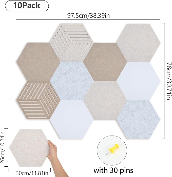 Acoustic Felt Bulletin Board Tiles Self-Adhesive Sound Absorbing Wall Panels - Image 3
