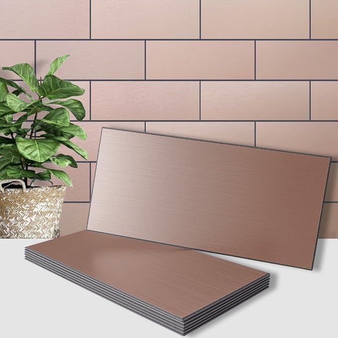 AULIGET 20-Piece Copper Peel and Stick Backsplash Metal Tile, Laundry Room by AULIGET