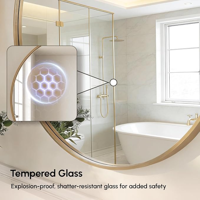 USHOWER Gold Bathroom Mirrors for Over Sink, 24 Inch Circle Mirror - Image 2