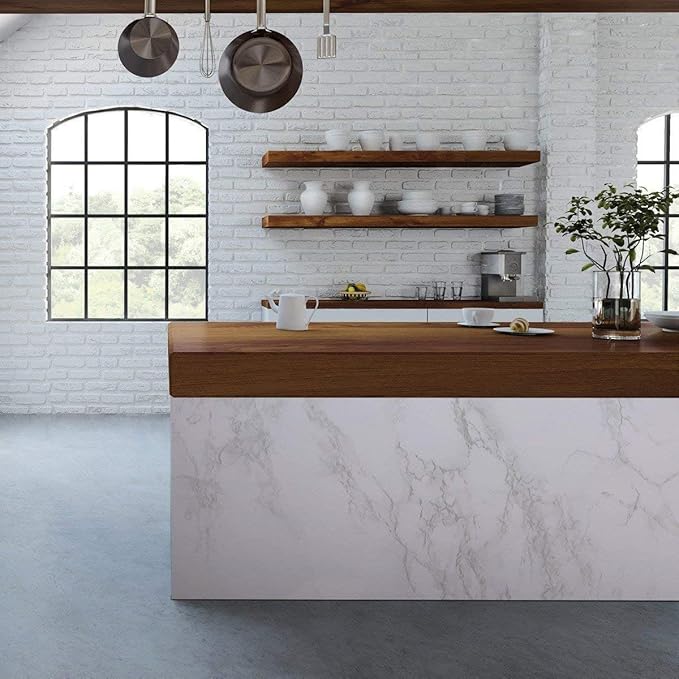 practicalWs Marble Wallpaper Granite White and Gray Wall Paper Roll 35.4" x - Image 2