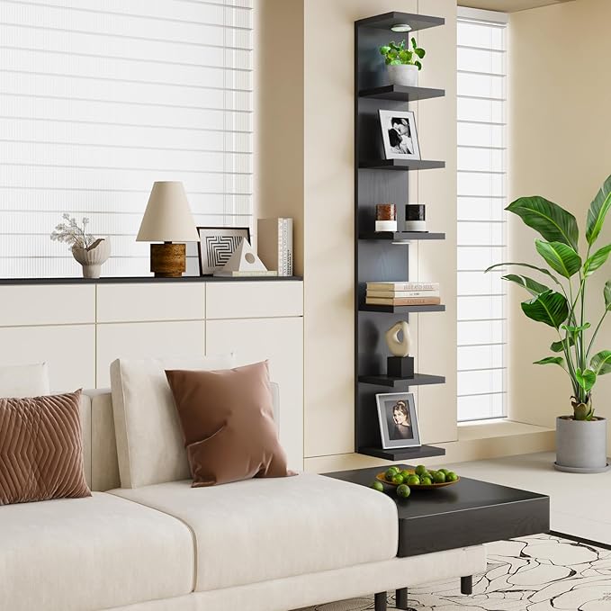 Fixwal Black Shelves 7 Tier Wall Mounted Shelf Unit Floating Shelves - Image 5