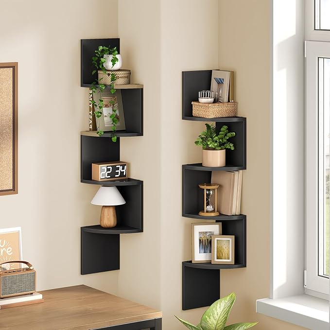 HOOBRO Corner Shelf Wall-Mounted, 4-Tier Corner Bookshelves - Image 4