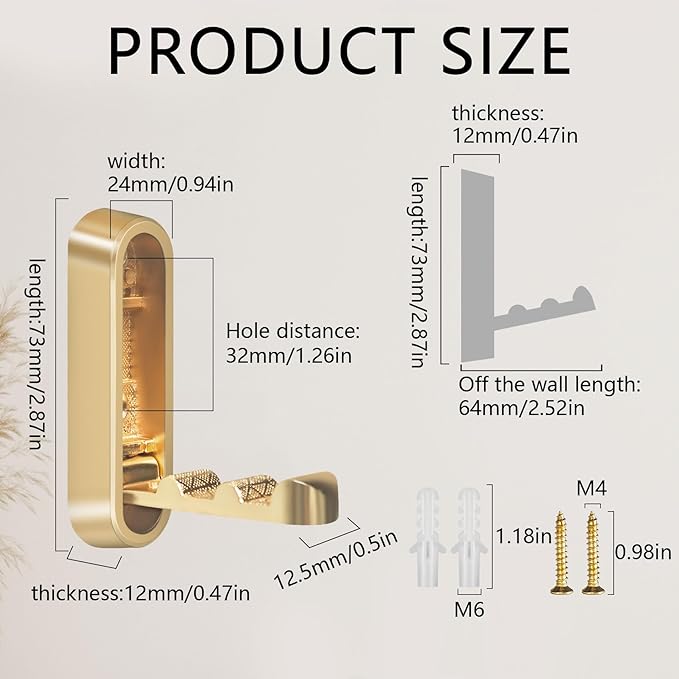 4PCS Foldable Gold Wall Hooks, Heavy Duty Zinc Alloy Folding Wall Hooks - Image 9