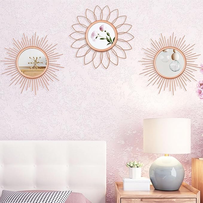3 Pack Metal Mirrors for Wall Sunburst Wall Mirrors Home Décor Decorative - Image 6