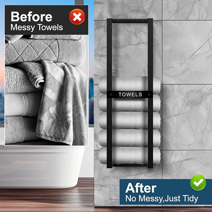 Towel Rack for Rolled Towels, Towel Racks for Bathroom, Wall Mounted 31 inch - Image 3