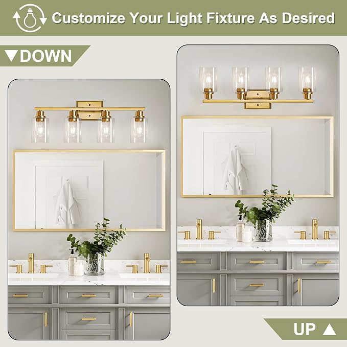 Unicozin Modern Bathroom Light Fixtures, 4 Light Vanity Lights Over Mirror - Image 5