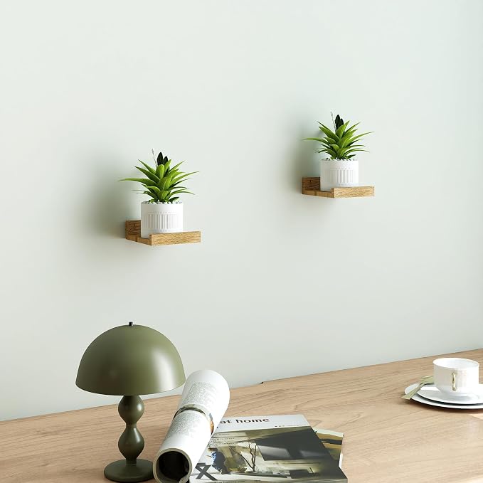 Small Floating Shelves for Wall Decor, Wall Mounted Wood Shelf for Bedroom - Image 2