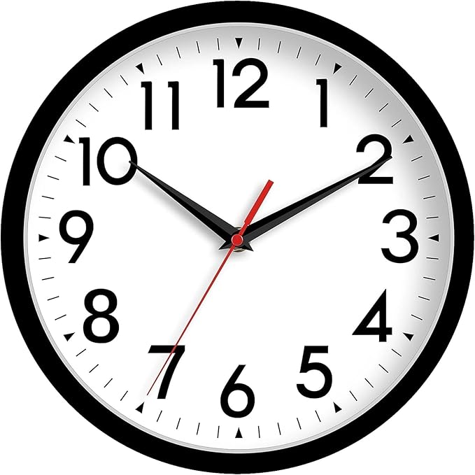 DAXSMY Wall Clock Analog 10 Inch Silent Non Ticking Battery Operated Modern by DAXSMY