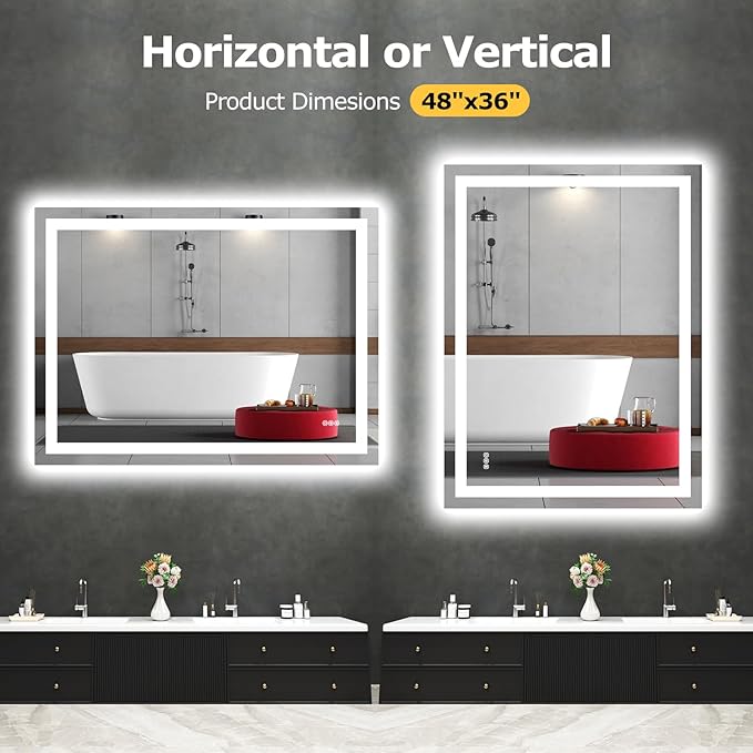 Hivone 48X36 LED Bathroom Mirror - Image 5