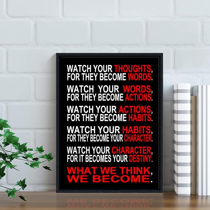 Pyradecor Black Framed Canvas Wall Art Inspirational Poster Office Positive - Image 7