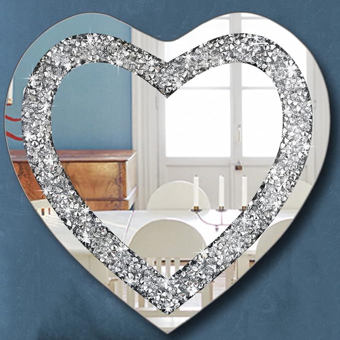 DMDFIRST Crystal Crush Diamond Heart Shaped Silver Mirror by DMDFIRST
