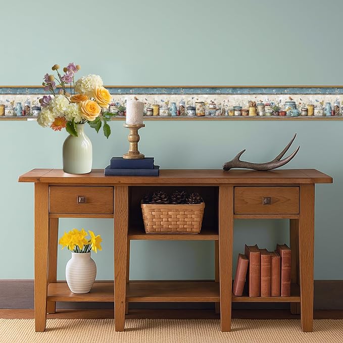 Rustic Country Mason Jar Wallpaper Border 196x4 Inch Peel and Stick Wall Border - Image 6