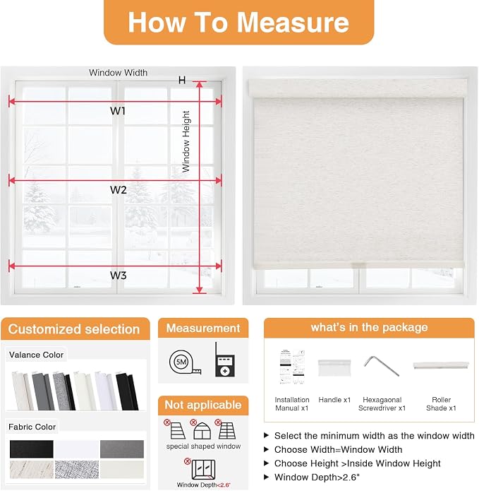 AOSKY No Drill Cordless Blackout Roller Shades - Image 5