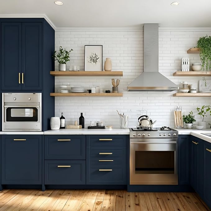 FUKU MON 24"x394" Navy Blue Peel and Stick Wallpaper Matte Blue Contact Paper - Image 6