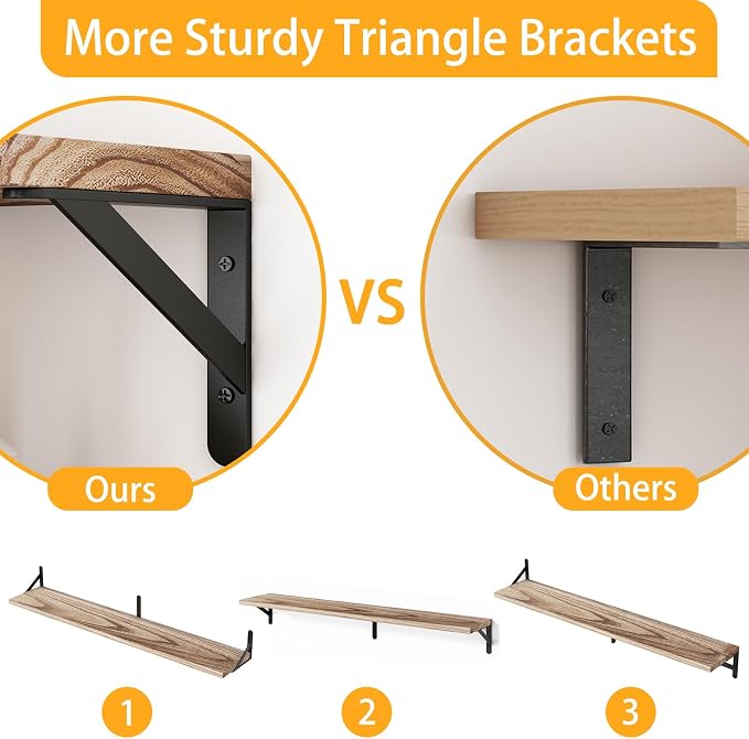 YGEOMER Floating Shelves for Wall, 35in Light Carbonized Brown Wall Shelves for - Image 3