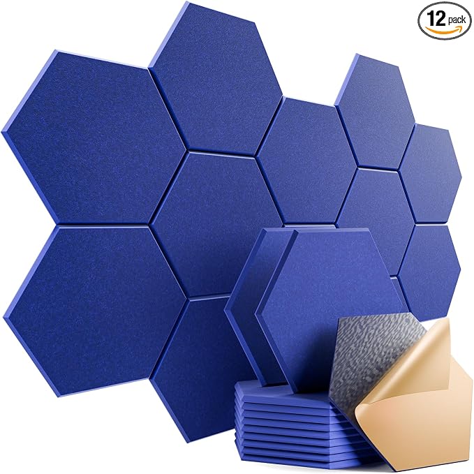 12 Pack Self-Adhesive Acoustic Panels 12" X 10" X 0.4" by Dailycooper