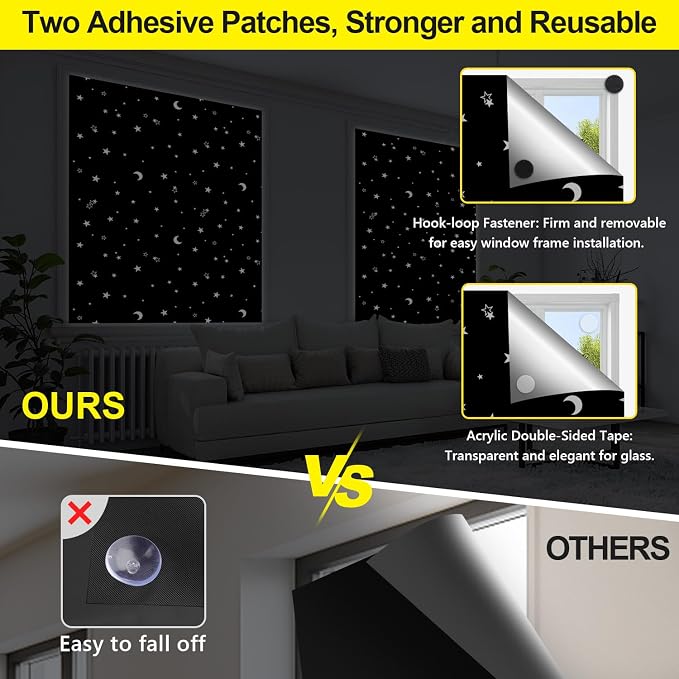 FADOTY 100% Blackout Window Cover Film, Portable Black Out Curtains - Image 3