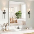 Koonmi Silver Rectangle Wall Mirror, 30x40 Inch Bathroom Mirror, Aluminum Frame by KOONMI