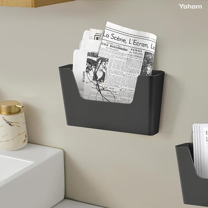 YOHOM Adhesive File Holder Plastic Document Folder Door No Drilling Mount Mail - Image 5