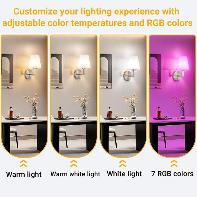 Vimhou Peel and Stick Wall Sconces, Stick On Wall Sconce Set of 2, Battery - Image 4