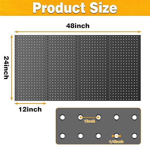 Pegboard Smith Metal Pegboard Panels 12" x 24", 4 Pack Black Wall Mounted Tool - Image 4