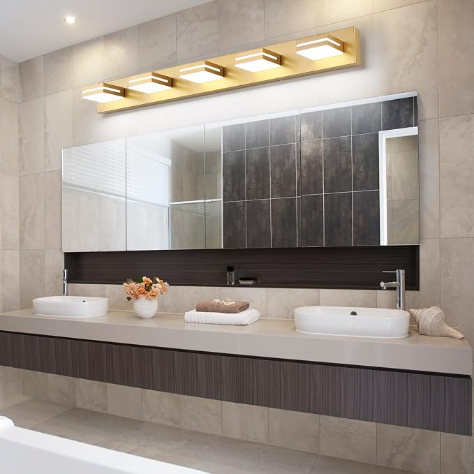 SineRise LED Modern Bathroom Vanity Light Fixtures, Matte Gold Modern Acrylic - Image 8