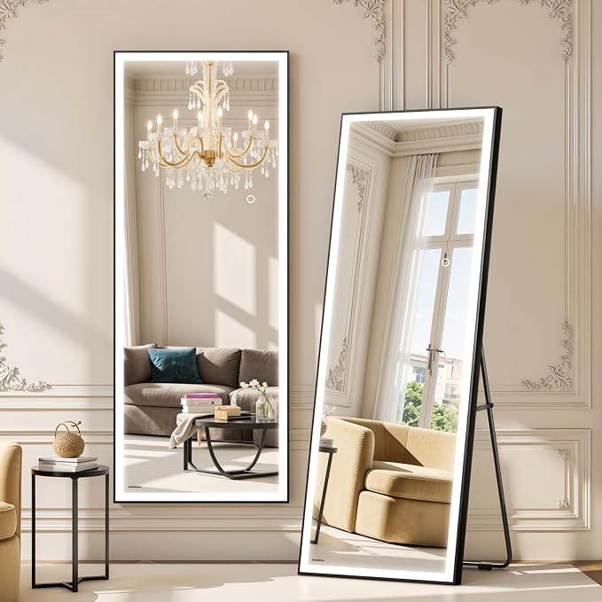 Kosmonia 71x28 Full Length Mirror, Dimmable 3 Color LED Light w/Light Memory by Kosmonia