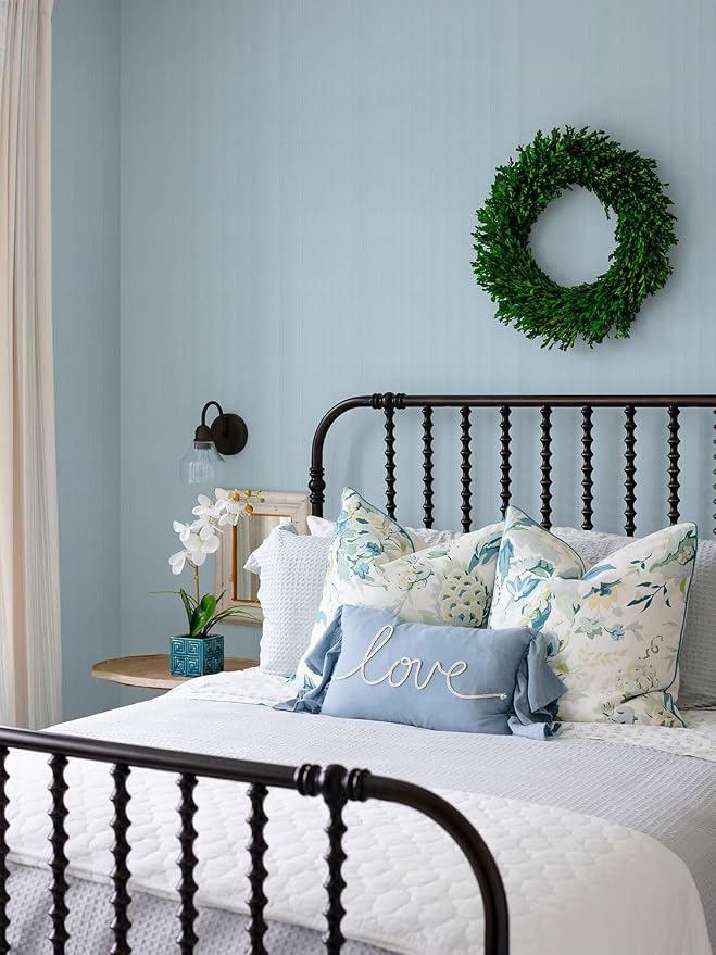 Orainege Peel and Stick Wallpaper Light Blue Wallpaper 15.7"x196.8" Textured - Image 3