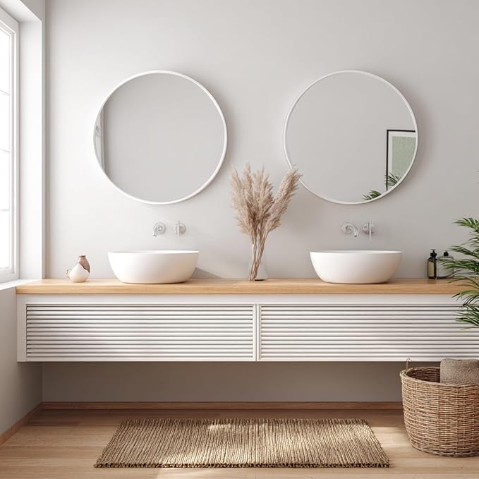 Sunniry White Round Mirror 24 inch, 2 Pack White Circle Mirror, Round Bathroom - Image 9