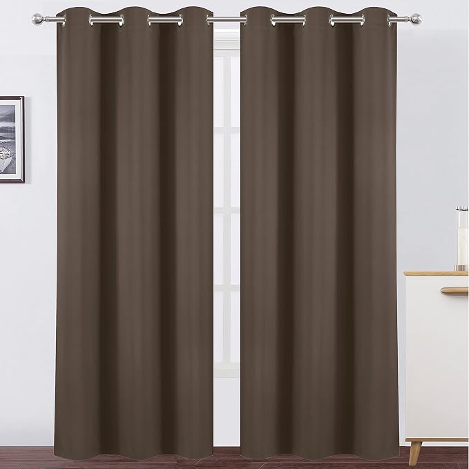 LEMOMO Chocolate Brown Thermal Blackout Curtains/42 x 95 Inch/Set of 2 Panels by Lemomo