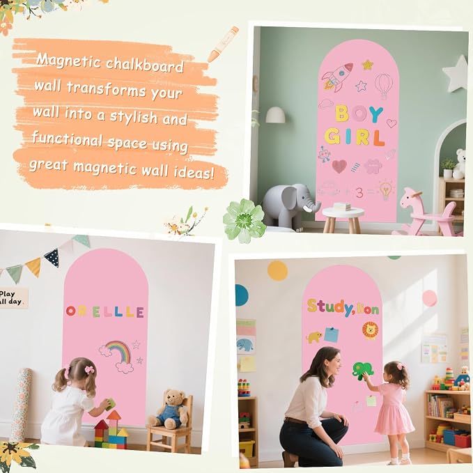 Magnetic Wall Decal 39.3x17.5 Inch Pink Color Magnetic Wall Decal Magnet Wall - Image 5