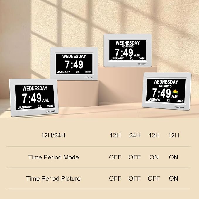 TROCOTN Dementia Clocks, Large Display Calendar Alarm Clock - Image 8