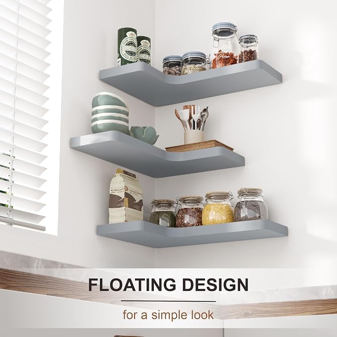 fuqing Corner Floating Shelves, Wall Shelf Set of 3, Shelves - Image 2