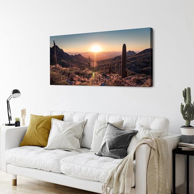 Mountain Wall Art Sunset Cactus Wall Decor Arizona Sonoran Desert Canvas - Image 6