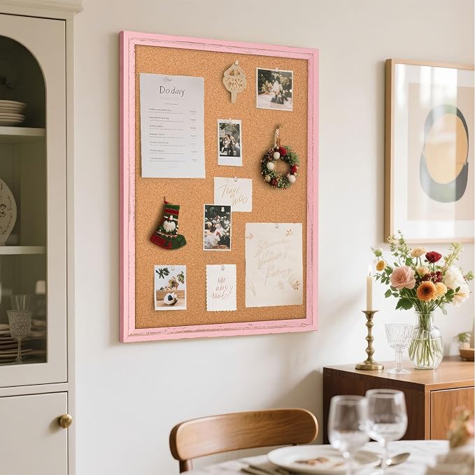Cork Bulletin Board, Hanging Pin Board Tack Board - Image 7