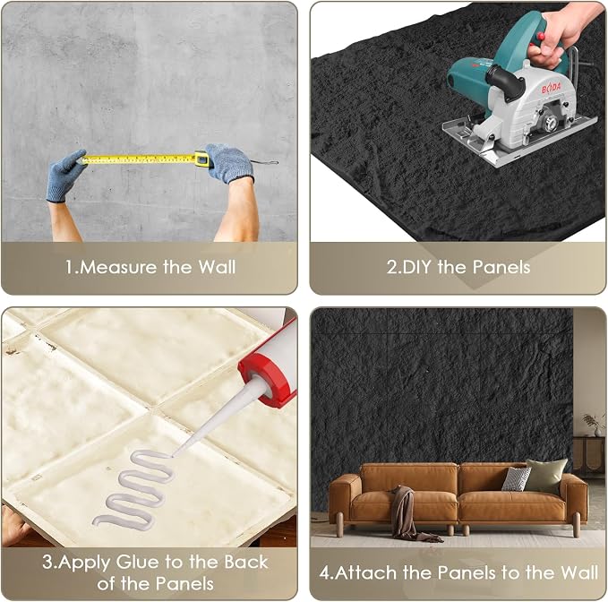 5-Pack 3D Faux Stone Wall Panels, PU Cement-Texture Wainscoting Panels - Image 7