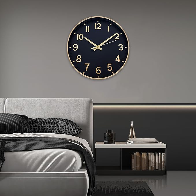 HZDHCLH Wall Clocks Battery Operated, Wall Clock Black Gold, 14 inch Wall Clock - Image 9