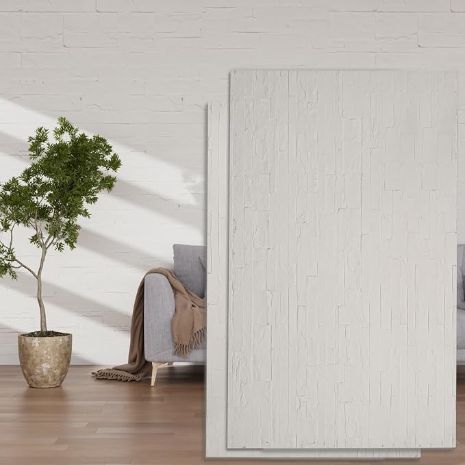 3D Wall Panels - 4PCS 47.2"x23.6" Faux Stone Wall Covering - MCM Modified Clay by NAMAII