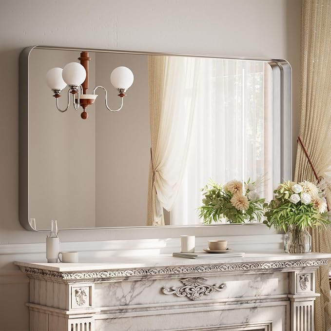 55"x 30" Silver Bathroom Mirror - Image 8