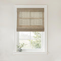 TWOPAGES Natural Woven No Drill Roman Shades, Custom Cordless Blackout Bamboo by TWOPAGES