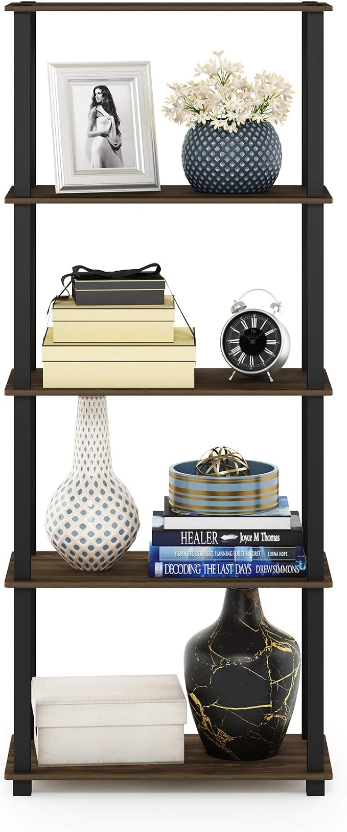 Furinno TURN-S-TUBE Book Shelf, 5-Tier Toolless Storage Shelves - Image 4