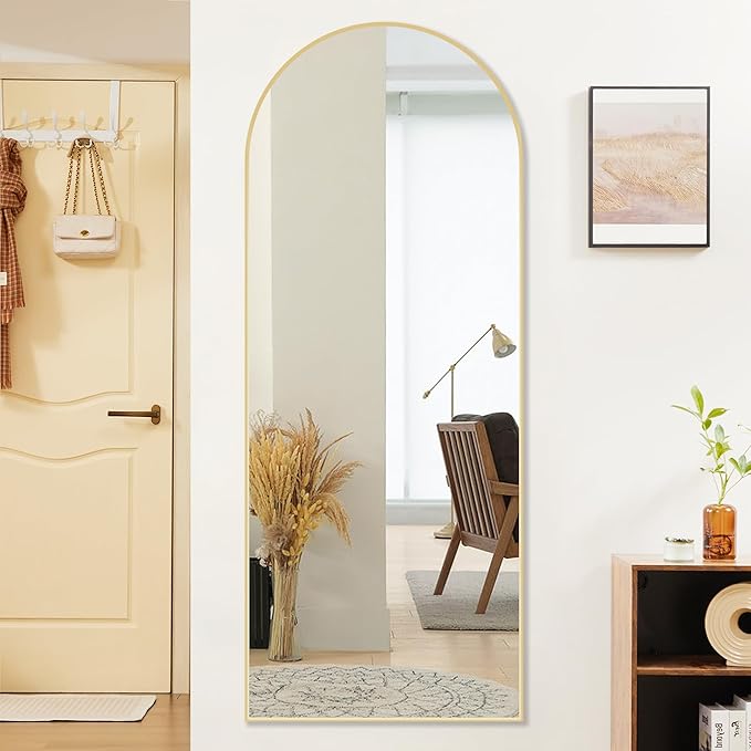 Sweetcrispy 64"x21" Arched Full Length Mirror, Leaning or Standing Full Body - Image 2
