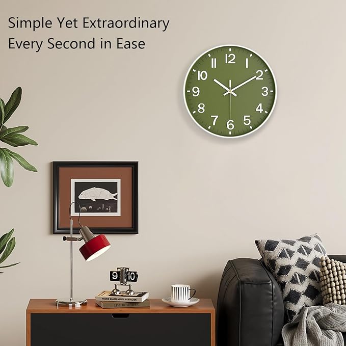 Wall Clocks Battery Operated, 12 Inch Non Ticking Wall Clock, Silent Analog - Image 2