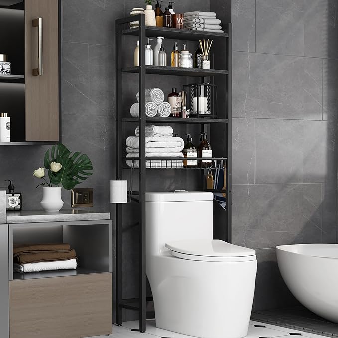 Kalrin Over-The-Toilet Storage Rack, 4-Tier Bathroom Organizer Shelf Over Toilet by Kalrin