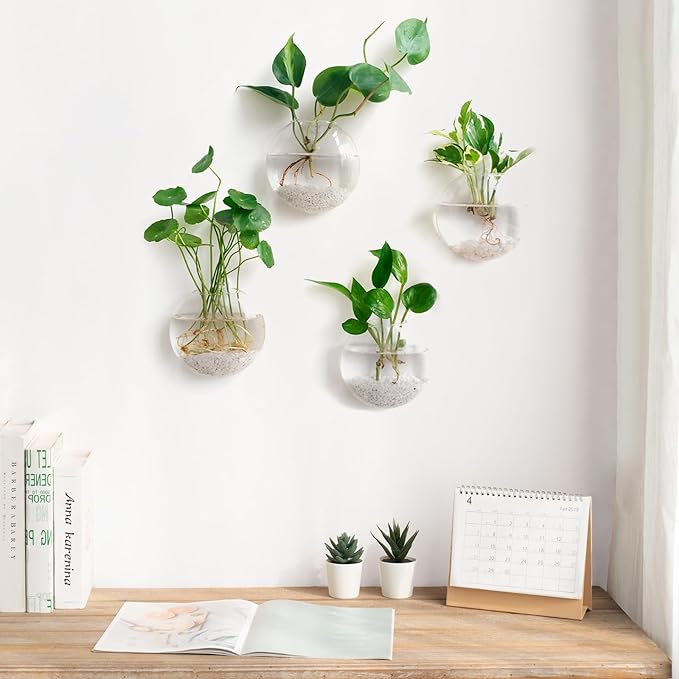 Mkono Wall Hanging Planter Propagation Station Glass Flower Vase - Image 3