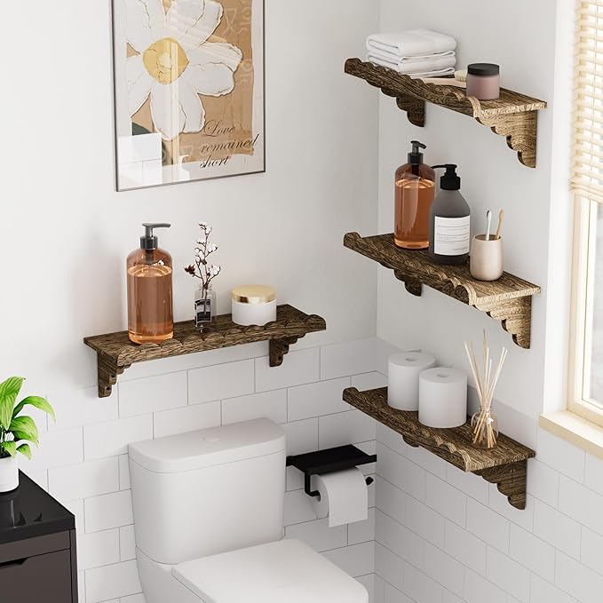 QsQueen Scalloped Wood Wall Shelf – 17 Inch Floating Shelf - Image 4