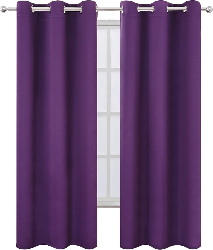 LEMOMO Blackout Curtains 42 x 84 Inch/Purple Curtains Set of 2 Panels/Room - Image 2