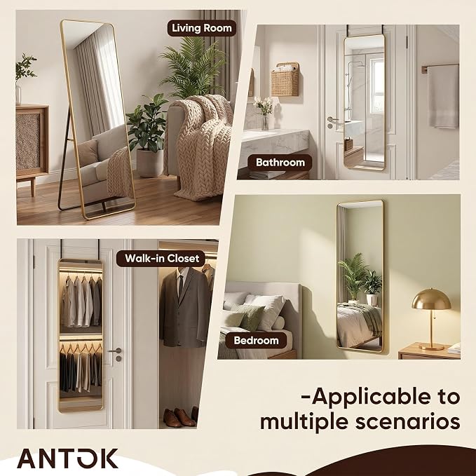 Antok 48"x14" Over the Door Mirror, Full Length Mirror Door Hanging - Image 9